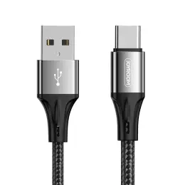 JOYROOM Joyroom 1m 3A USB-C Snabbladdning Nylon Kabel - Svart - Teknikhallen.se