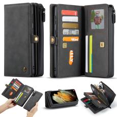 CASEME Samsung Galaxy S21 - CASEME 2-i-1 Multifunktionellt L&auml;der Fodral - Svart - Teknikhallen.se