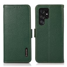 KHAZNEH KHAZNEH Galaxy S24 Ultra Fodral RFID Litchi &Auml;kta L&auml;der Gr&ouml;n - Teknikhallen.se