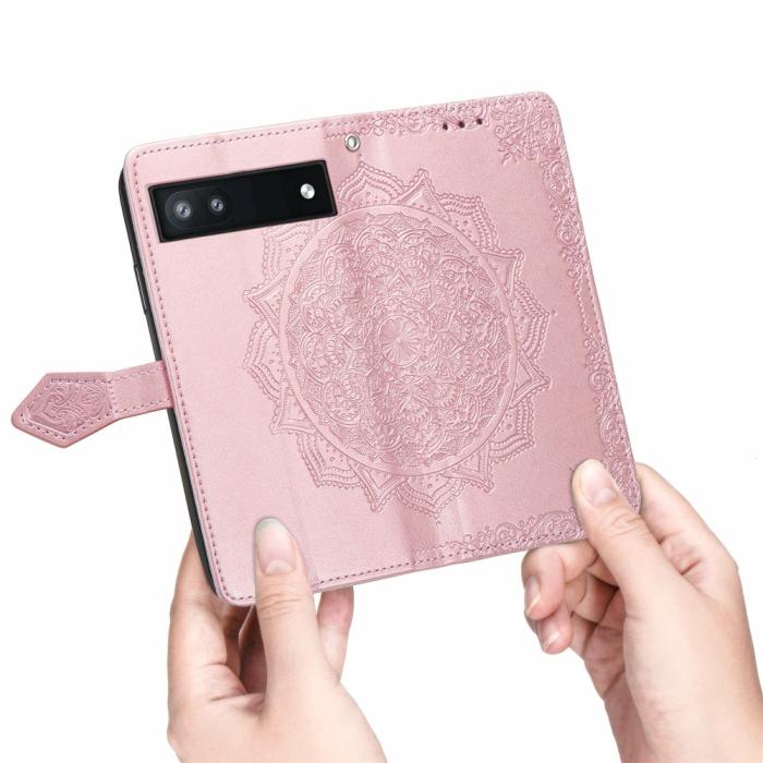 Bild 6,  Google Pixel 6A Fodral Mandala Läder Roséguld - Teknikhallen.se
