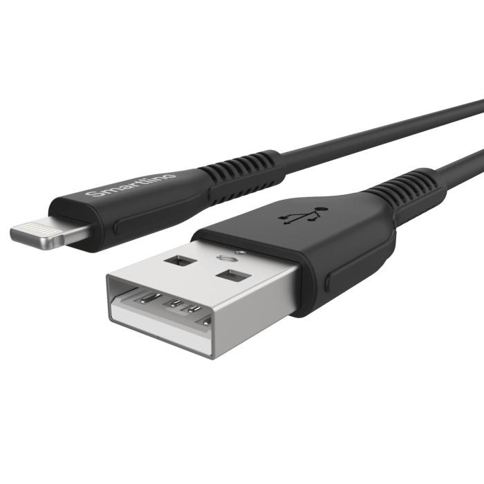 Bild 2, Smartline Smartline 2m Lightning MFi Förstärkt Laddningskabel Svart - Teknikhallen.se