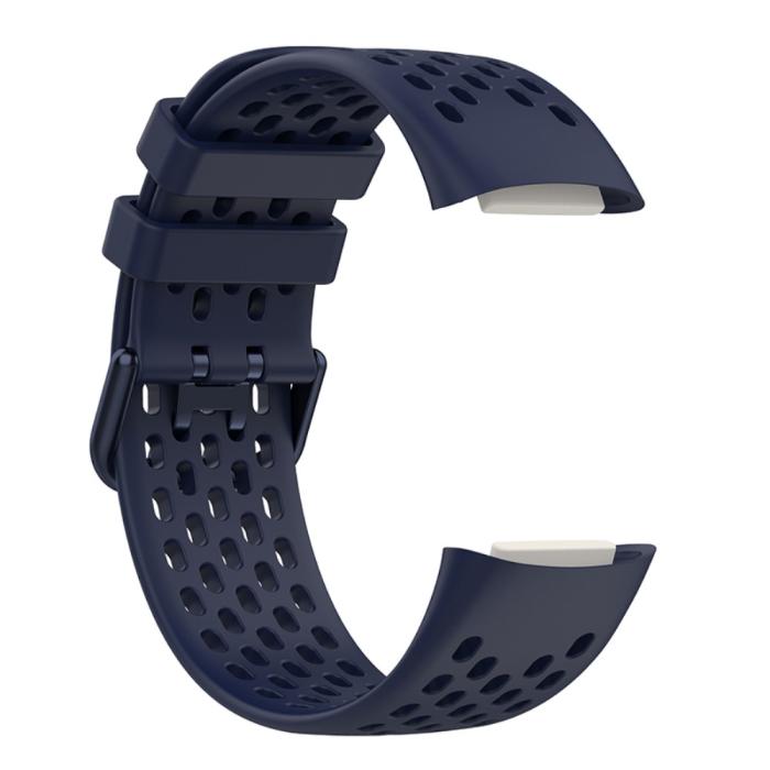 Bild 4,  Fitbit Charge 6 / 5 Armband Silikon Ihåligt Mörk Blå - Teknikhallen.se