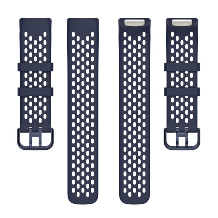 Bild 5,  Fitbit Charge 6 / 5 Armband Silikon Ihåligt Mörk Blå - Teknikhallen.se