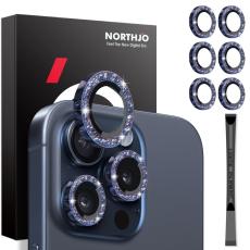 NORTHJO NORTHJO iPhone 15 Pro/Pro Max/14 Pro/Pro Max Linssskydd 2-PACK Glitter Bl&aring; - Teknikhallen.se