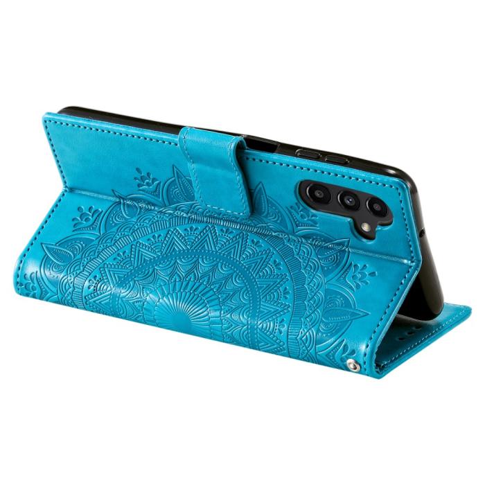 Bild 4,  Samsung Galaxy S24 Fodral Mandala Läder Blå - Teknikhallen.se