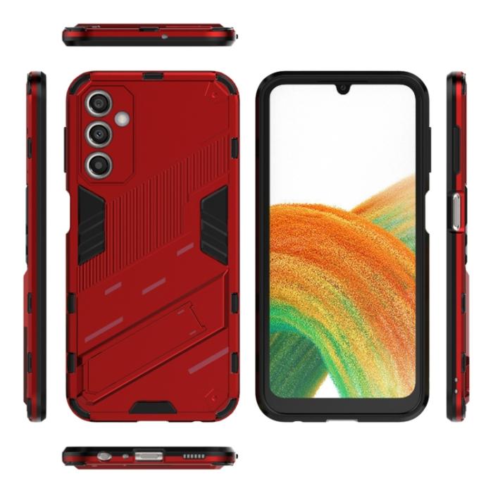 Bild 2,  Samsung Galaxy A24 5G Skal Hybrid Kickstand Röd - Teknikhallen.se