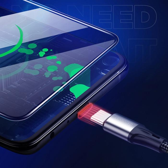 Bild 2, JOYROOM Joyroom 1m 3A USB-C Snabbladdning Nylon Kabel - Svart - Teknikhallen.se