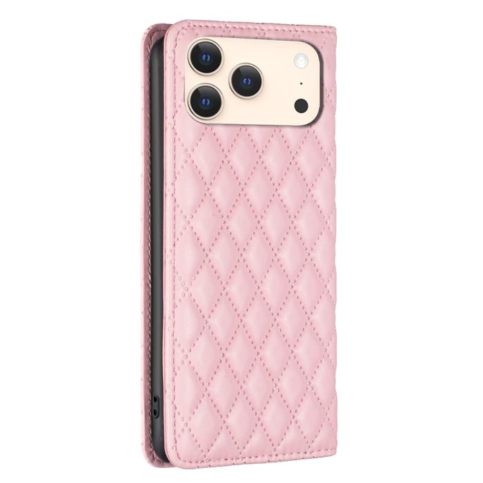Bild 3, BINFEN BINFEN iPhone 17 Pro Fodral Flip Diamond Läder Rosa - Teknikhallen.se