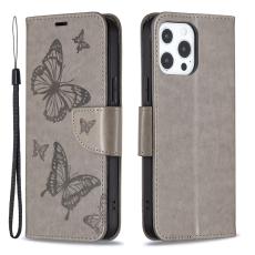  iPhone 13 Pro - Butterfly L&auml;der Fodral - Gr&aring; - Teknikhallen.se