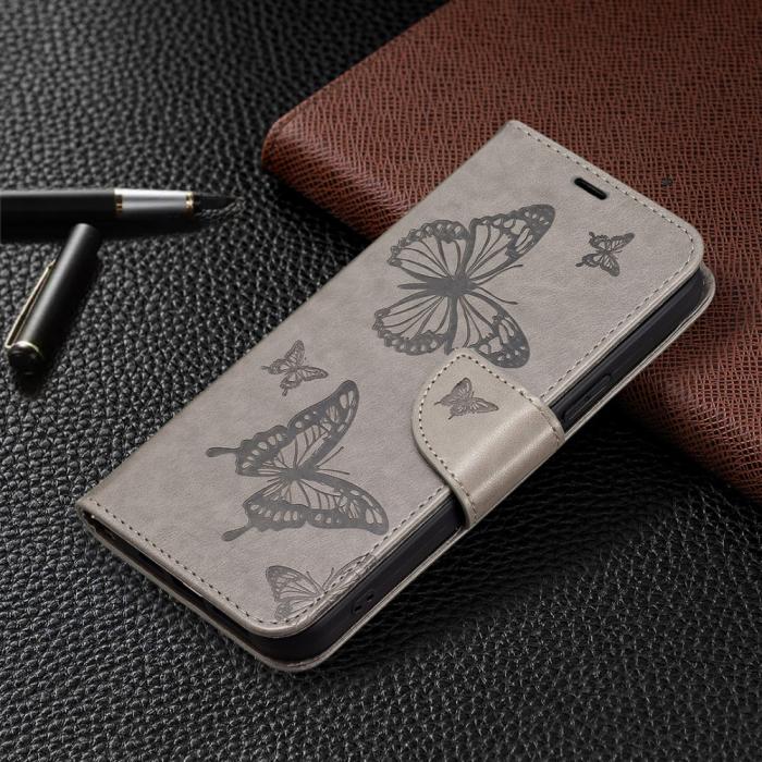 Bild 6,  iPhone 13 Pro - Butterfly Läder Fodral - Grå - Teknikhallen.se