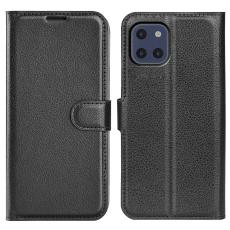  Samsung Galaxy A03 Fodral Litchi L&auml;der Svart - Teknikhallen.se