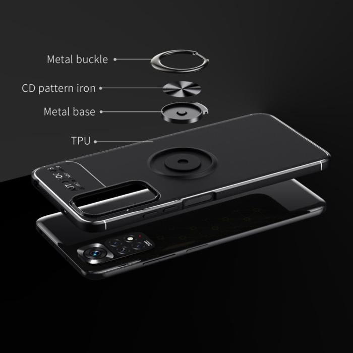 Bild 3,  Xiaomi Redmi Note 11 4G Skal Ring Svart/Röd - Teknikhallen.se
