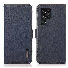 KHAZNEH KHAZNEH Galaxy S24 Ultra Fodral RFID Litchi &Auml;kta L&auml;der Bl&aring; - Teknikhallen.se