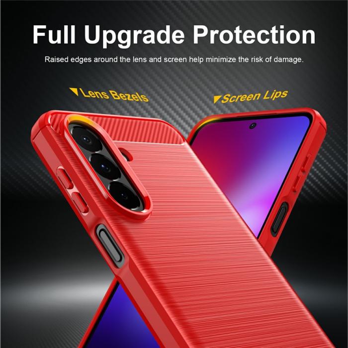 Bild 2,  Samsung Galaxy A27 5G Skal TPU Brushed Röd - Teknikhallen.se