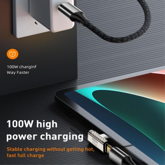 Bild 3,  100W USB-C Hane - USB-C Hona Adapter Elbow USB 4.0 Silver - Teknikhallen.se