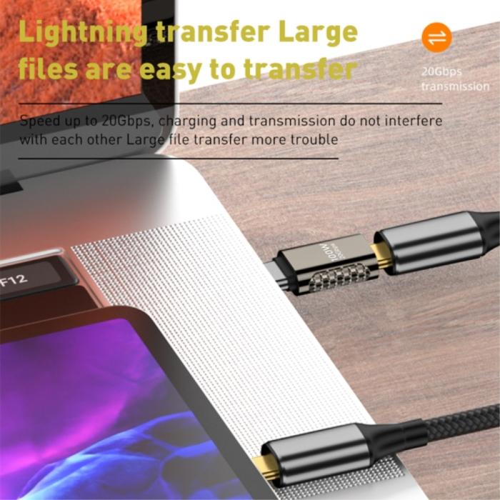 Bild 4,  100W USB-C Hane - USB-C Hona Adapter Elbow USB 4.0 Silver - Teknikhallen.se