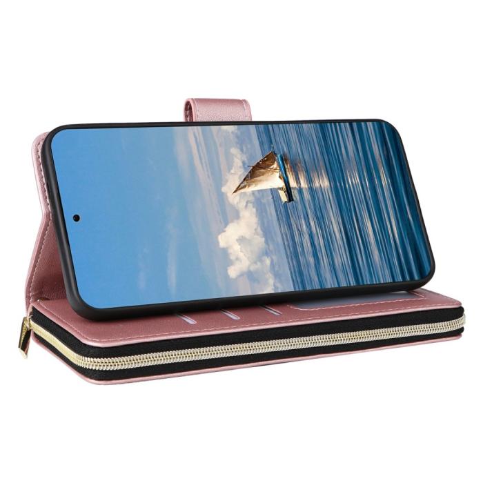 Bild 4,  Samsung Galaxy S25 Fodral Rhombus Läder Roséguld - Teknikhallen.se