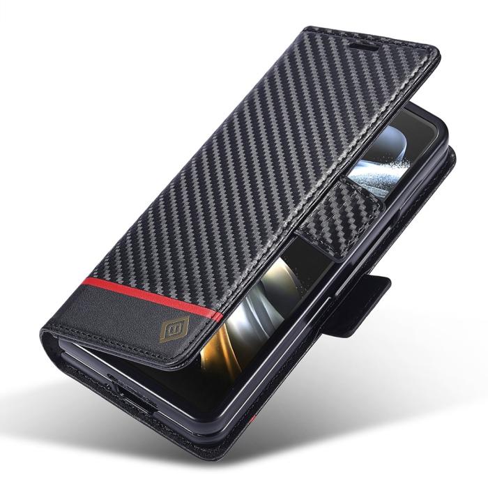 Bild 4, LC.IMEEKE LC.IMEEKE Galaxy Z Fold 6 Fodral Kolfiber Textur Svart - Teknikhallen.se
