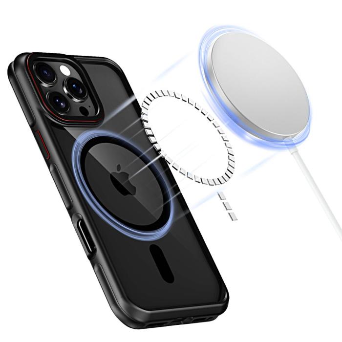 Bild 4, Tech-Protect Tech-Protect iPhone 16 Pro Skal MagSafe MagHybrid Svart/Röd - Teknikhallen.se