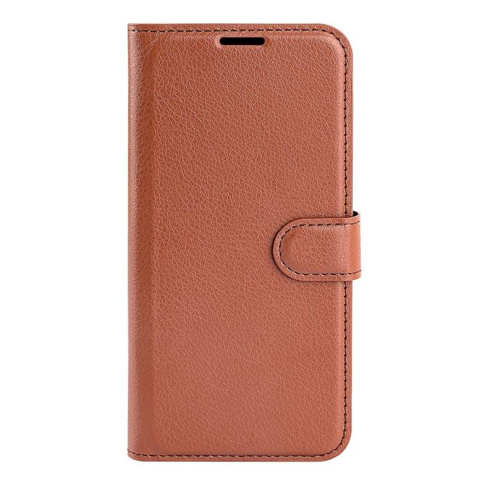 Bild 5,  Samsung Galaxy S23 Fodral Litchi Läder Brun - Teknikhallen.se