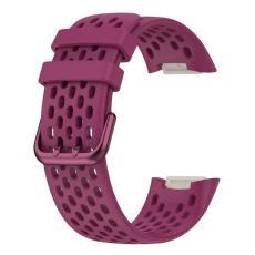  Fitbit Charge 6 / 5 Armband Silikon Ih&aring;ligt Vinr&ouml;d - Teknikhallen.se