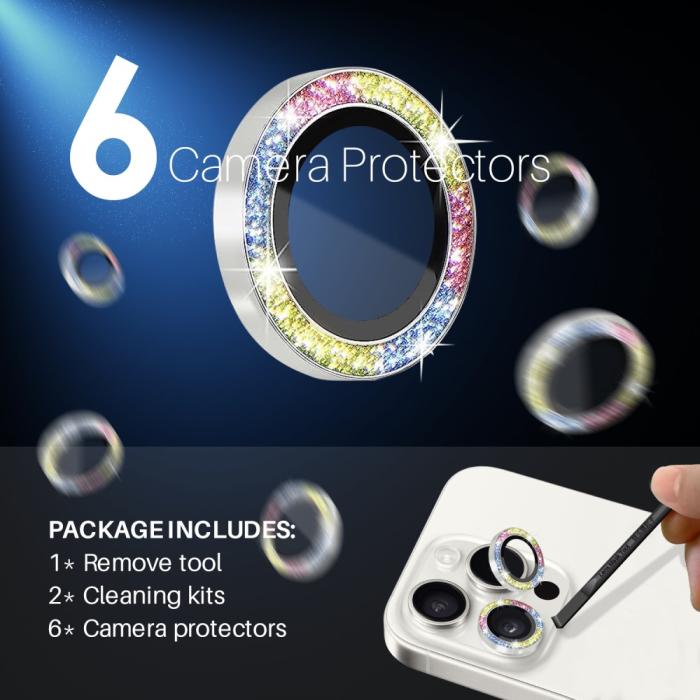 Bild 3, NORTHJO NORTHJO iPhone 15 Pro/Pro Max/14 Pro/Pro Max Linssskydd 2-PACK Glitter Fade - Teknikhallen.se