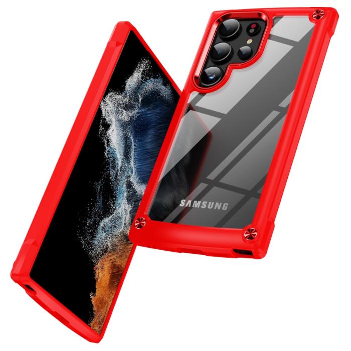 Bild 2,  Galaxy S24 Ultra Skal Shockproof Hybrid Armor Röd - Teknikhallen.se