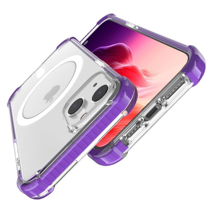 Bild 3,  iPhone 15 Plus Skal MagSafe Shockproof Hybrid Lila - Teknikhallen.se