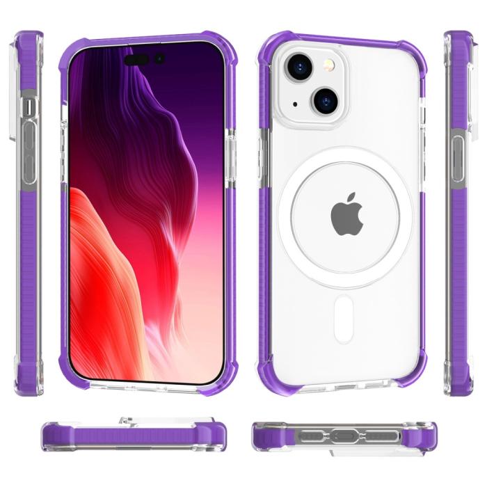 Bild 4,  iPhone 15 Plus Skal MagSafe Shockproof Hybrid Lila - Teknikhallen.se