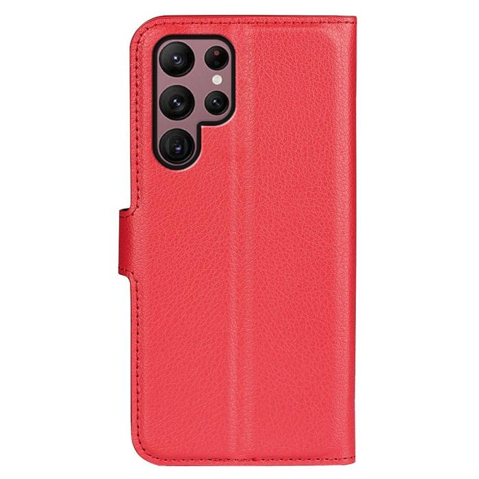 Bild 6,  Samsung Galaxy S23 Ultra Fodral Litchi Läder Röd - Teknikhallen.se