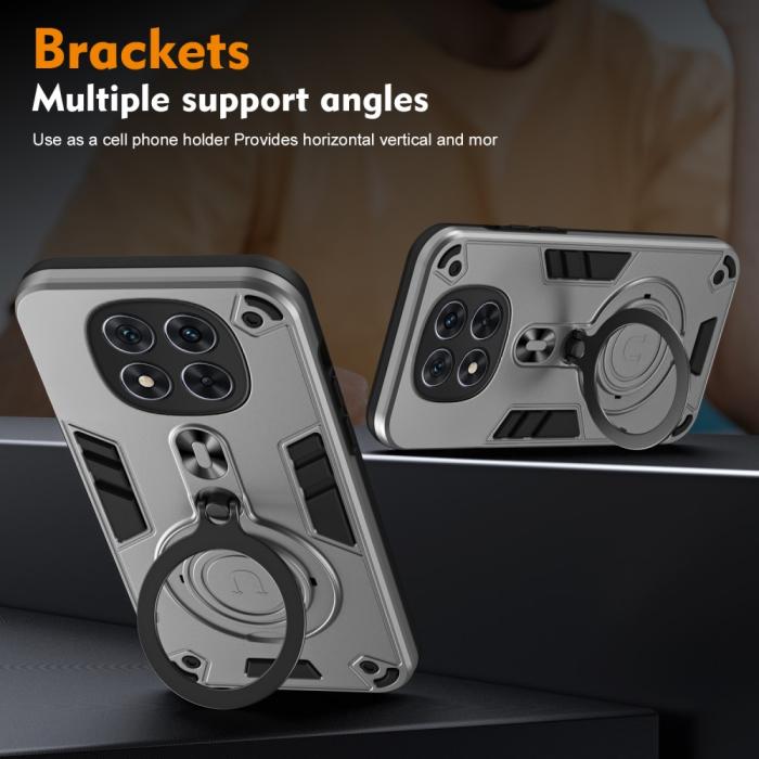 Bild 4,  Xiaomi Redmi Note 14 Pro 5G Skal Kickstand Hybrid Grå - Teknikhallen.se