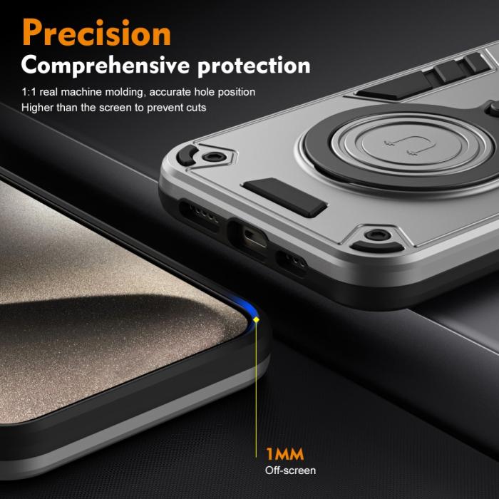 Bild 5,  Xiaomi Redmi Note 14 Pro 5G Skal Kickstand Hybrid Grå - Teknikhallen.se