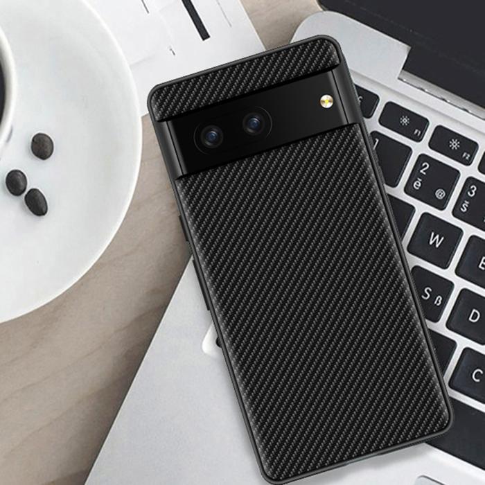 Bild 3,  Google Pixel 7 Skal Kolfiber Textur Guld - Teknikhallen.se
