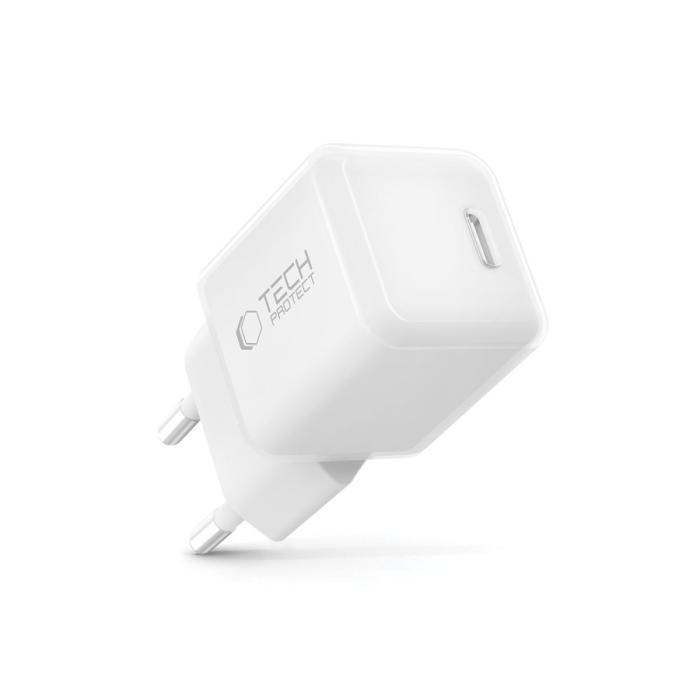Bild 2, Tech-Protect Tech-Protect 25W PD USB-C Väggladdare Vit - Teknikhallen.se