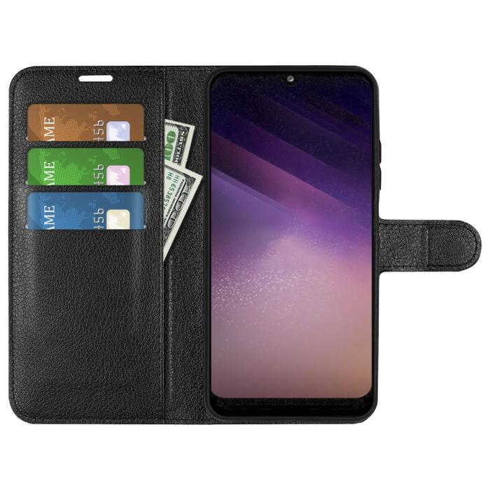 Bild 4,  Samsung Galaxy A03 Fodral Litchi Läder Svart - Teknikhallen.se