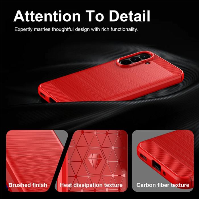 Bild 5,  Samsung Galaxy A27 5G Skal TPU Brushed Röd - Teknikhallen.se