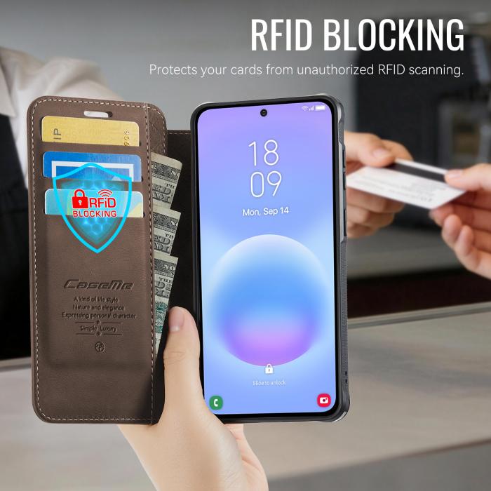 Bild 3, CASEME CASEME Samsung Galaxy A17/A16/A26 Skal RFID Plånbok Brun - Teknikhallen.se