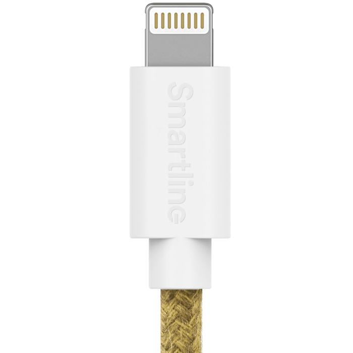 Bild 3, Smartline Smartline 2m USB-C - Lightning MFi Fuzzy Laddningskabel Sand - Teknikhallen.se