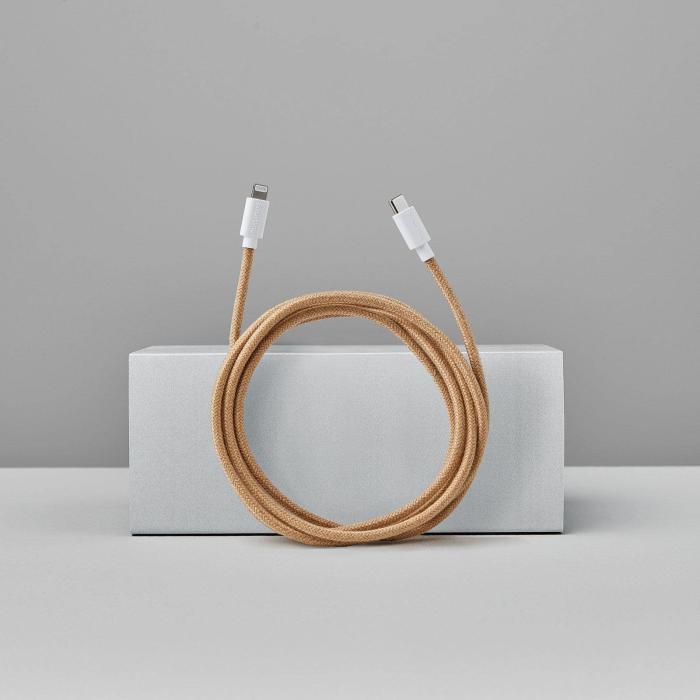 Bild 5, Smartline Smartline 2m USB-C - Lightning MFi Fuzzy Laddningskabel Sand - Teknikhallen.se