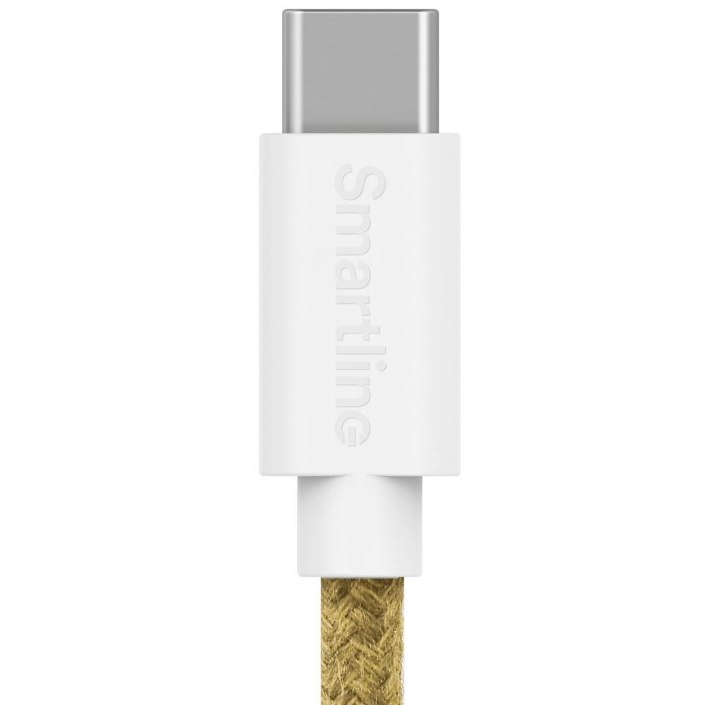 Smartline Smartline 2m USB-C - Lightning MFi Fuzzy Laddningskabel Sand - Teknikhallen.se