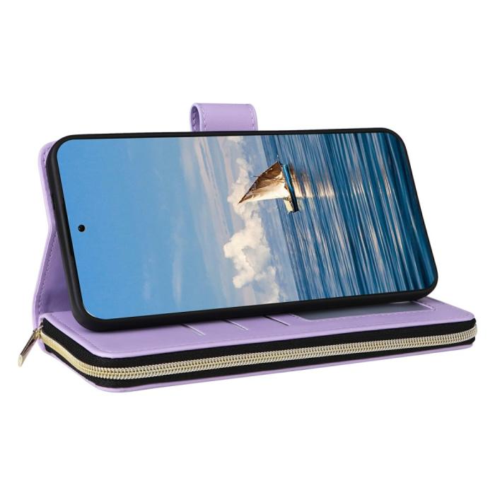 Bild 4,  Samsung Galaxy S25 Fodral Rhombus Läder Lila - Teknikhallen.se