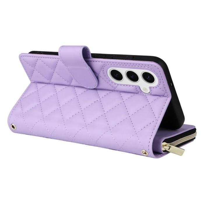 Bild 5,  Samsung Galaxy S25 Fodral Rhombus Läder Lila - Teknikhallen.se