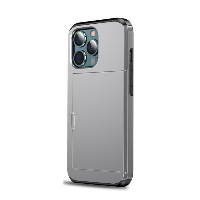 Bild 2,  iPhone 14 Skal Hybrid Med Kortfack Grå - Teknikhallen.se