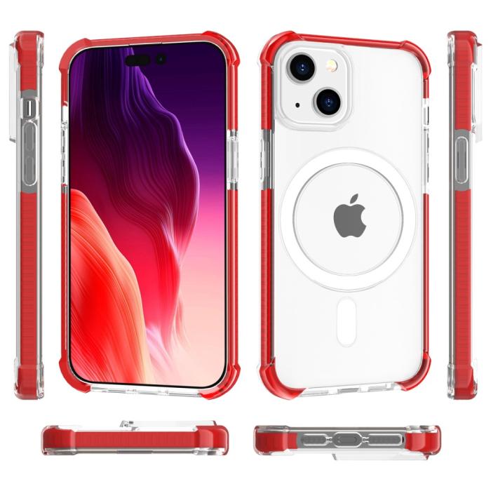 Bild 4,  iPhone 15 Plus Skal MagSafe Shockproof Hybrid Röd - Teknikhallen.se