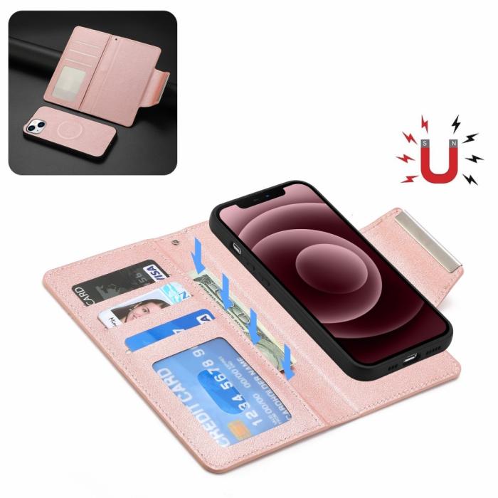 Bild 2,  iPhone 15 Plus 2in1 Magnet Fodral Roséguld - Teknikhallen.se