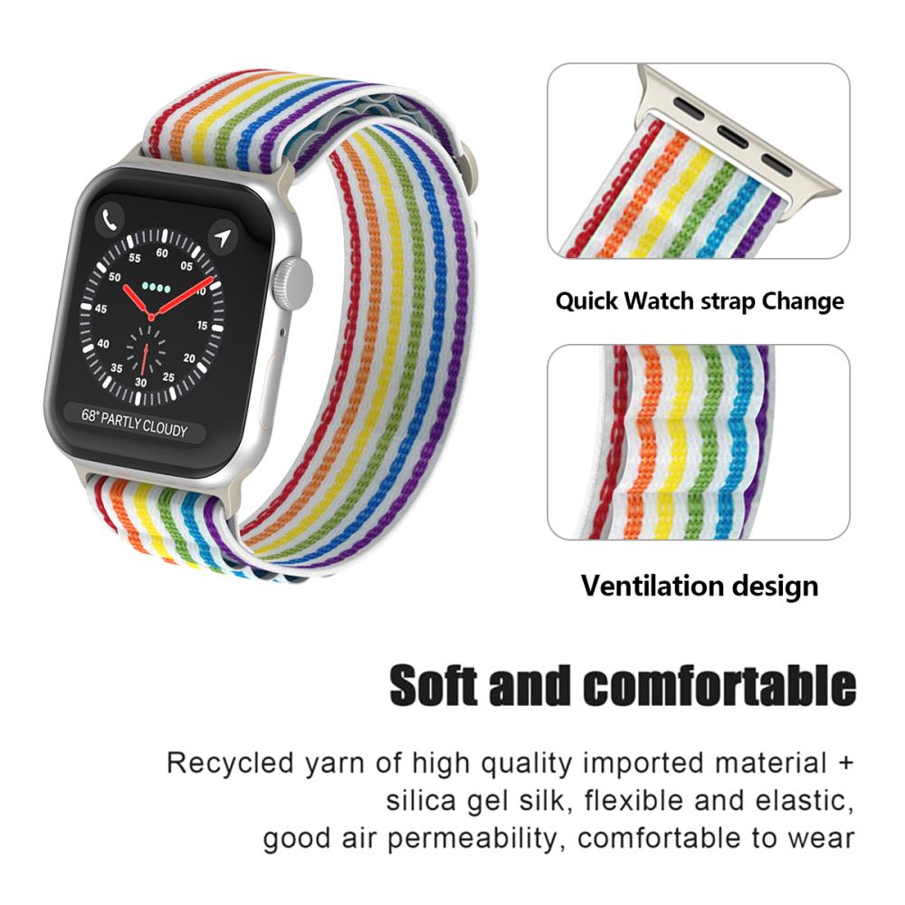 ColorPop Apple Watch 38/40/41 mm Armband Alpine Pro Loop White Rainbow - Teknikhallen.se