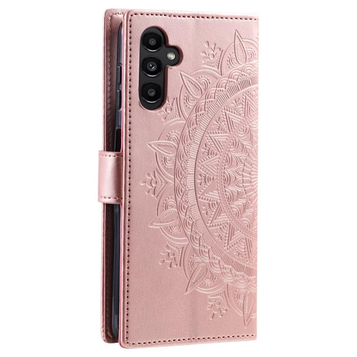 Bild 6,  Samsung Galaxy S24 Fodral Mandala Läder Roséguld - Teknikhallen.se