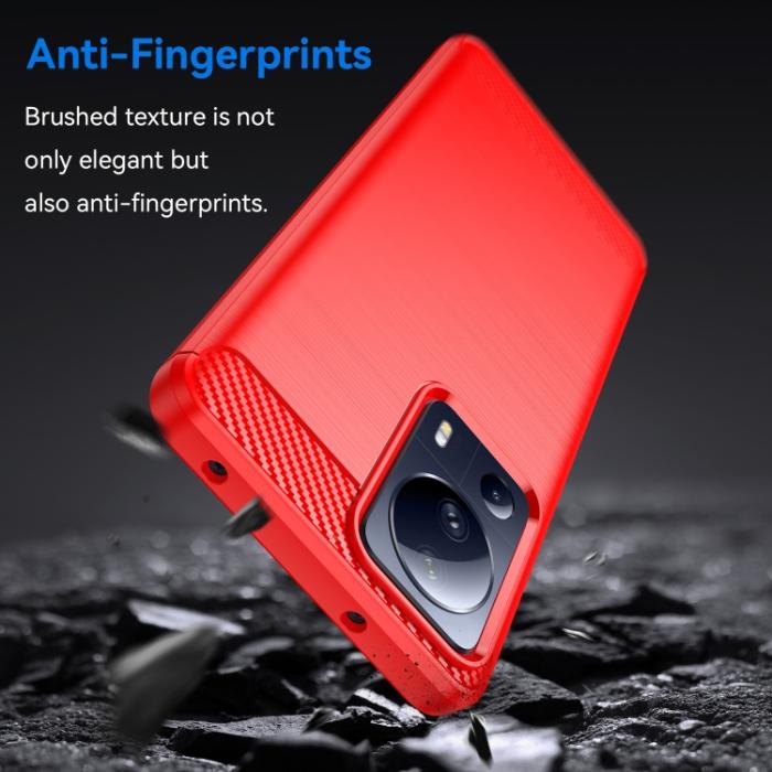 Bild 4,  Xiaomi 13 Lite 5G Skal Borstad Stål Textur Röd - Teknikhallen.se