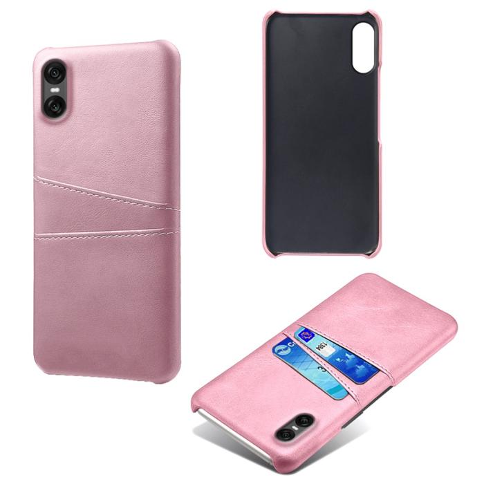 Bild 5,  Sony Xperia 10 VII Läderbelagt Skal Med Kortfack Roséguld - Teknikhallen.se