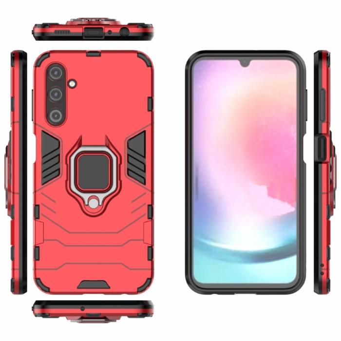 Bild 2,  Samsung Galaxy A24 5G Skal Ring Hybrid Armor Röd - Teknikhallen.se
